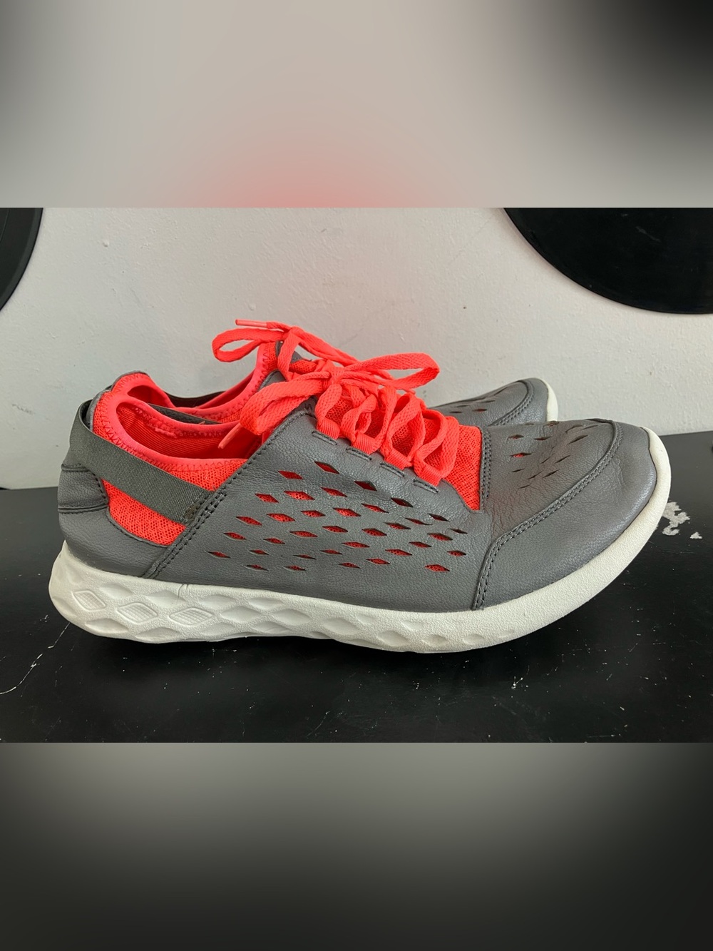 Clarks Gray and Coral Women's Athletic Lace-Up Sneakers